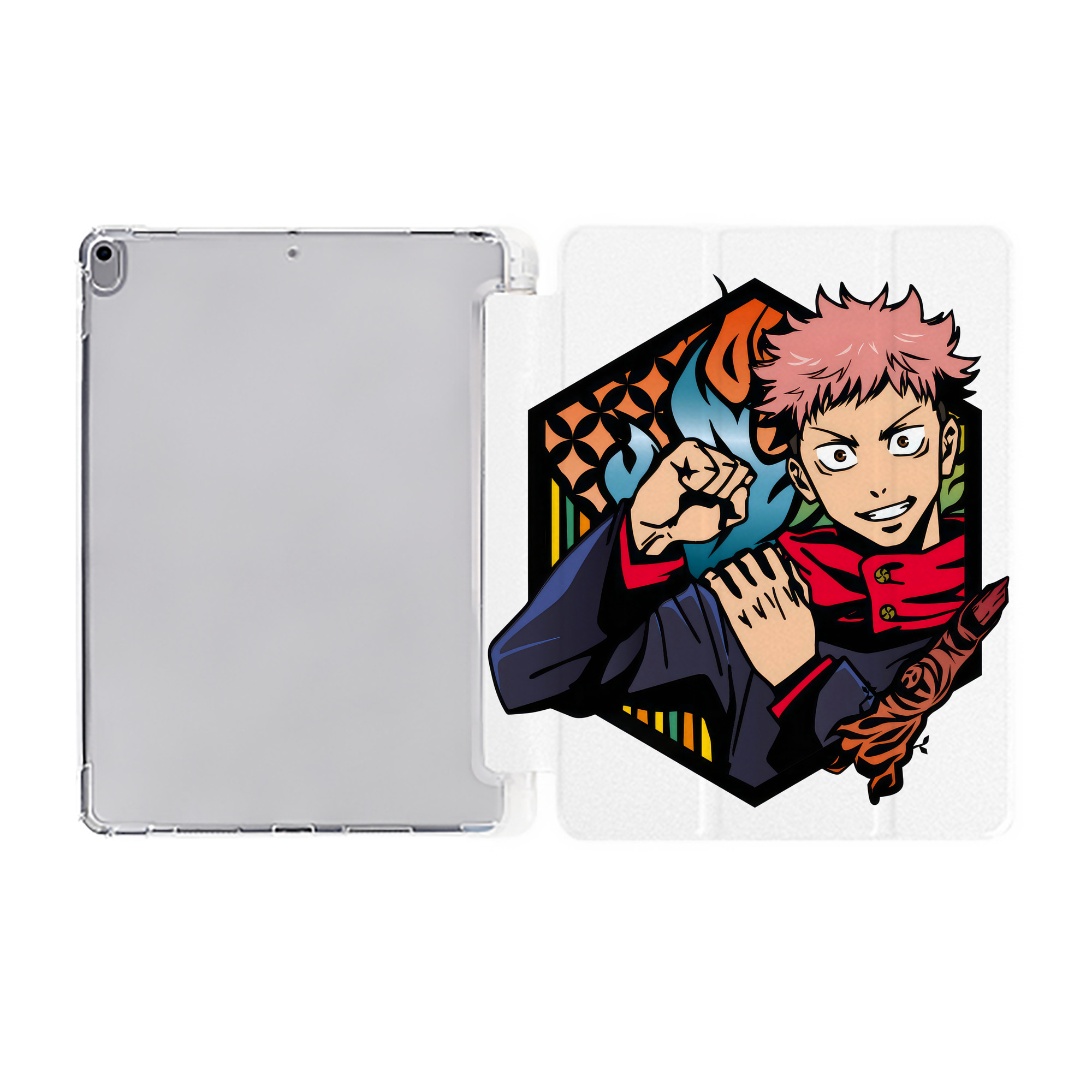 （画像用） 呪術廻戦 Jujutsu Kaisen IPad ケース ペン収納付き 三つ折りスタンド PUレザー×シリコン 対応機種9.5/10.5/10.9インチ
